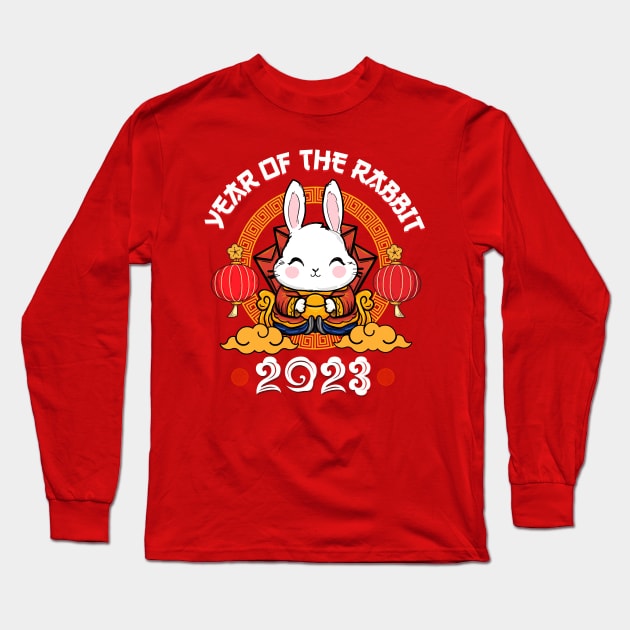 Year of the Rabbit 2023 Cute Rabbit Chinese New Year 2023 Long Sleeve T-Shirt by Jhon Towel